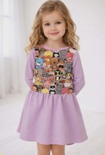 Kinderkleid Lila mit Tiermotiv Mädchen Kleid...