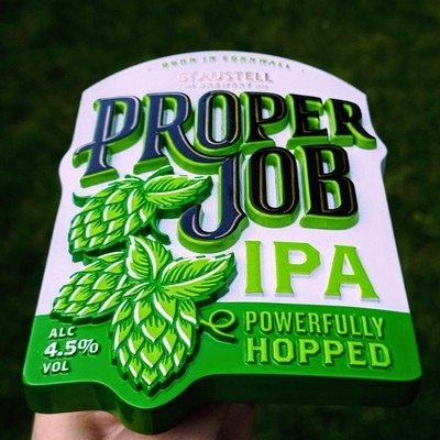 St Austell ''Proper Job'' IPA Ale Bier Pumpe Clip Abzeichen NEU Männerhöhle Sammlerstücke