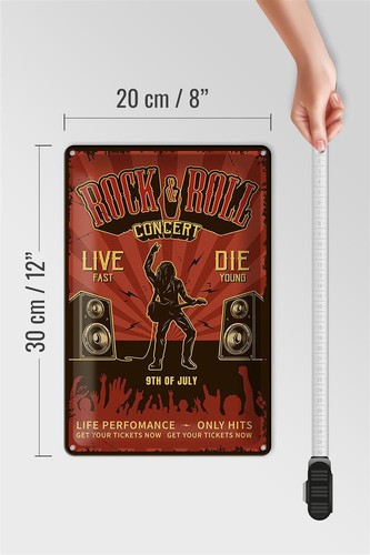 Blechschild Retro 20x30 cm Rock&Roll Concert live 9th july Deko Schild tin sign - Bild 5 von 5