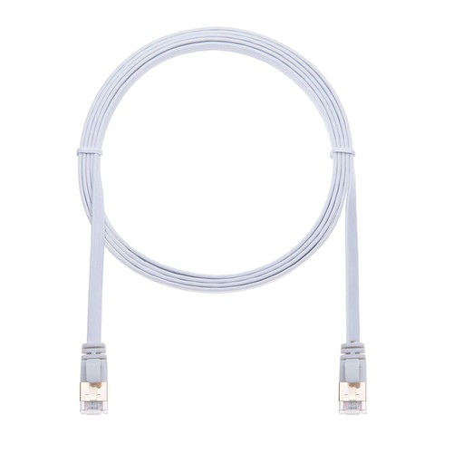 CAT7 LAN Cable 1m White/Black Flat Ethernet Network Cable RJ45 Plated Connectors - Picture 15 of 16