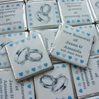50 PERSONALISED CHOCOLATE WEDDING VOW RENEWAL FAVOURS RINGS HEARTS any colours