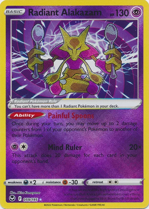 Pokemon Radiant Alakazam 059/195 Silver Tempest Near Mint