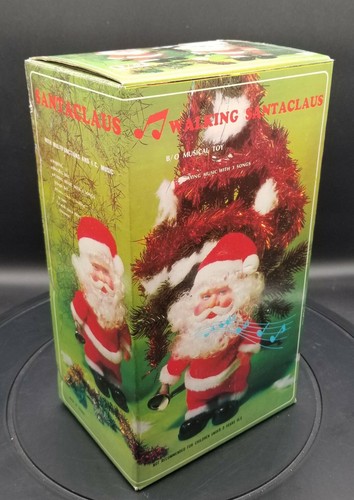 Vtg Walking Santa Claus Animated Musical Toy Walks & Rings Bell Plays 3 Songs - Picture 2 of 10