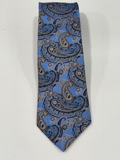 Men's Tie XMIPlatinum Hand Made 100%Silk Made in USA Blue Paisley