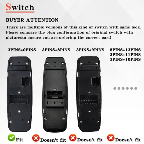 Driver Master Power Window Switch 68110871AA For Dodge Grand Caravan 2012-2019 - Picture 3 of 7