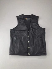 Xelement Vest Men XL Harley Davidson Fort Worth Chapter Leather Black Motorcycle
