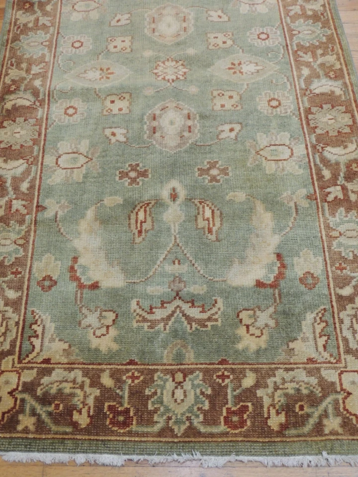 3x12 RUNNER  Turkish Peshawar Oriental Area Rug wool Green Brown Rust LOVELY! - Image 3 of 4