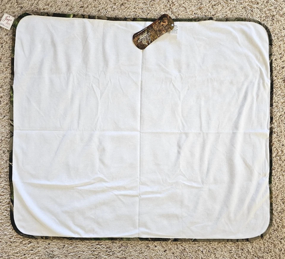 REALTREE Baby Blanket White APG Camo Edge Corner Fawn NEW NWT Jordan Lee Vintage - Image 3 of 4