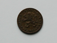 1923 CZECHOSLOVAKIA Coin - 5 Haleru - brown