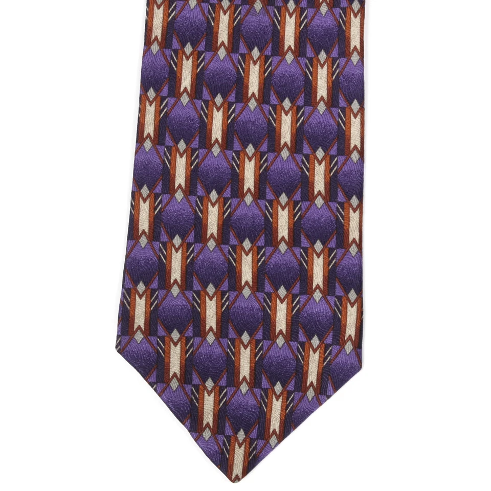 CLUB ROOM ITALIA ¡Increíble! Corbata de cuello de seda púrpura geométrica flecha punta azteca para hombre Foto 3 de 4