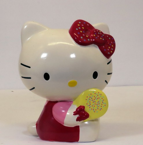 Hello Kitty Keramik Bank rosa Kleid gelb Zuckerkeks Streusel Lutscher 7"