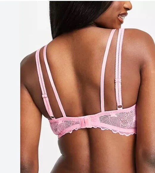 Lost Ink Underwire Longline Bra Pink UK 34D Non Padded UK