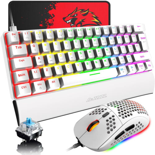 60% UK Layout Wired Gaming Keyboard Mouse and Wrist Rest Blue / Red Switch Combo - Picture 18 of 18