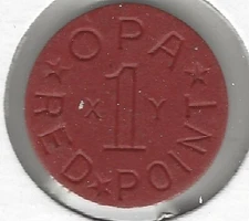 WWII Ration Token, OPA Red 1 Point, Letters X Y, Office of Price Administration
