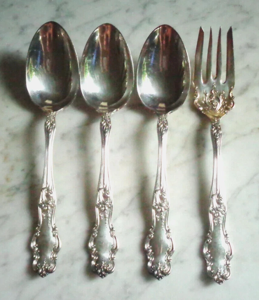 Rogers & Hamilton 1904 Tudor Set of 4 Serving Pieces Meat Fork & Serving Spoons