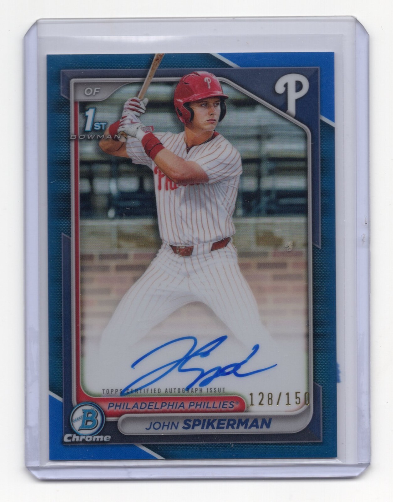 2024 Bowman Chrome John Spikerman 1st Prospect Blue Refractor AUTO #128/150 (MS)
