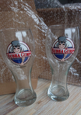 Bubba Gump Shrimp Co. Pilsner Bierglas London x2 Libbey 1611 Hergestellt in den USA Schneller Versand und Verpackung