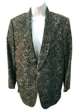 Vintage 60s Batik Print Cotton Suit Jacket Sandwich Isles period Sport Coat SM 