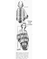 Vtg Crochet Shawl Pattern, 4 Colors in Mesh Stitch, Mail Order No 5499 AC