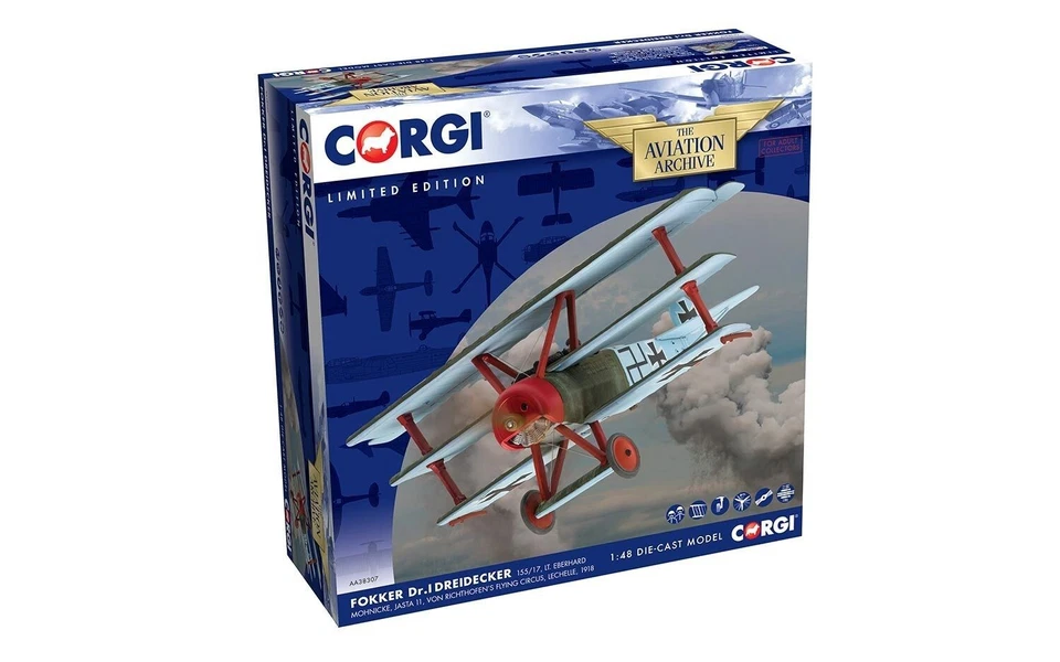 Corgi 1/48 AA38307 Fokker Dr.I Triplane Air Streit Force JG 1 Flying Circus - Immagine 3 di 4