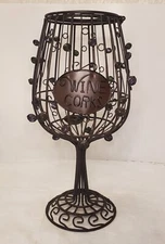"EPIC" Wine Glass Shaped Countertop Metal, Rustic Look, Wine Cork Holder 
