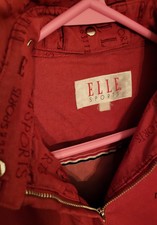 Vintage Elle Sports Women Sz S Nude El Logo 3/4 Sleeves Short Jacket Red.