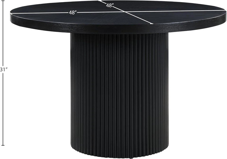 728Black-T Belinda Collection Mid-Century Modern Dining Table, Solid Wood Base, - Image 3 of 4