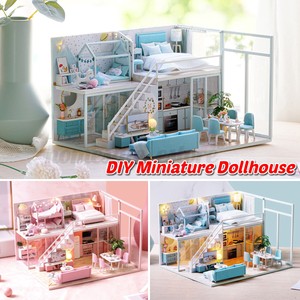 diy wooden miniature dollhouse kit