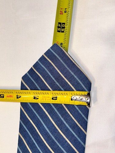 NWOT - BROOKS BROTHERS MAKERS SILK MEN'S TIE - BLUE /YELLOW/ LT. BLUE STRIPE - Picture 4 of 4