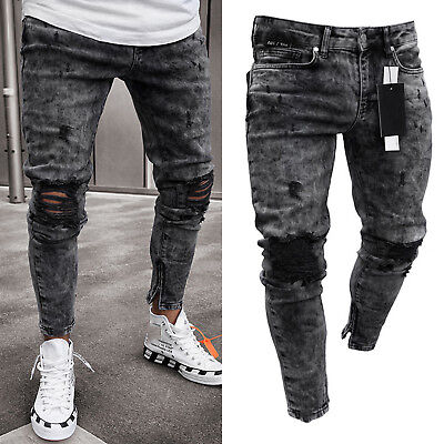 grey ripped jeans mens