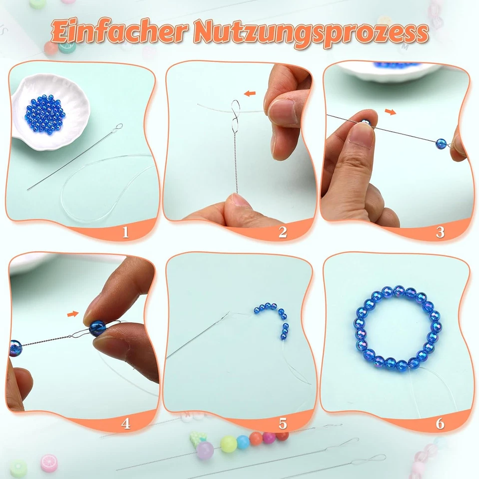 12 Stück Perlennadeln, Perlennadeln zum Auffädeln von Perlen 6 Größen (0,2mm-0,7 - Bild 4 von 4