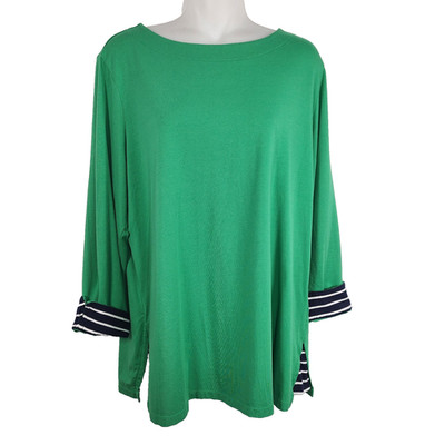 Susan Graver Weekend Stretch Cotton Modal Pullover Clover Green Large A286715