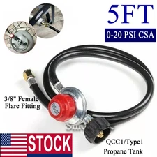 Adjustable 20PSI High Pressure Propane Gas Regulator with 4FT Hose LPG BBQ Grill