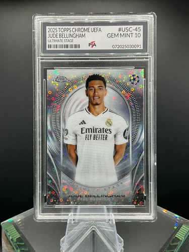 2025 Topps Chrome UEFA Jude Bellingham RARE ULTIMATE STAGE GEM MINT PTA 10🔥