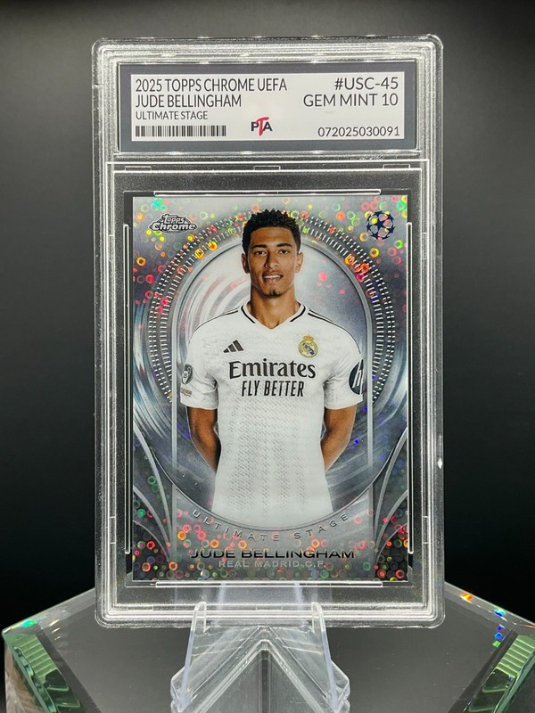 2025 Topps Chrome UEFA Jude Bellingham RARE ULTIMATE STAGE GEM MINT PTA 10🔥