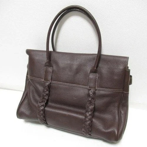 MULBERRY Bayswater Leather Dark Brown Tote Handbag shoulder Bag Auth from Japan