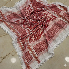 Authentic Arabic Keffiyeh Shemagh Scarf - Red or Black Cotton
