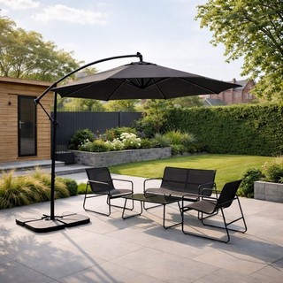 PARASOL Cantilever Banana 3m Garden Patio Umbrella + Black Beige Grey Outdoor