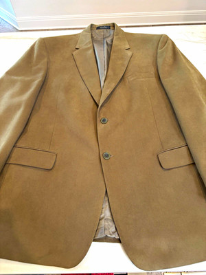Andrew Fezza Men's Brown 46L Microsuede 2-Button Single-Breasted Sport Coat