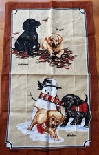 VTG  Retro Souvenir Tea Towel Australian Guide Dog Puppies Series Seven Linen