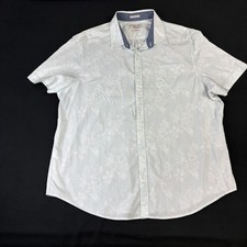 Original Penguin Shirt Mens 2XL Blue Short Sleeve Button Up Slim Fit Embroidered