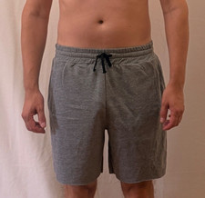 Men's Heather Gray Size L Cut-Off Elastic Waistband Fleece Sweat Shorts