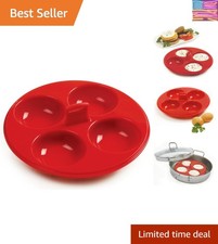 Silicone 4 Egg Poacher, Red.