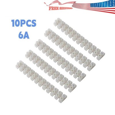 10 pcs Dual Row Terminals Strip Screw Terminal Barrier Block  6A 12 Position
