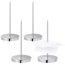 TSHAOUN 4 Pcs Paper Memo Holder, Receipt Spike Silver 