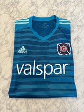 Chicago Fire FC MLS adidas Soccer Jersey Large Climalite Goalkeeper Blue Valspar