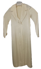 Vintage 1930s 1940s Cream Silk Dressing Gown Robe Full Length Coat