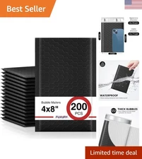 Bulk 200 Black Padded Bubble Mailers 4x8" - Tear-resistant & Reliable Shipping