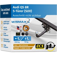 ANHÄNGERKUPPLUNG für Audi Q5 8R 8R 08-16 starr GDW +7pol E-Satz ABE