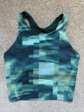 Athleta Girl Size L/12 Conscious Crop Top w/bra In Green Abstract Print